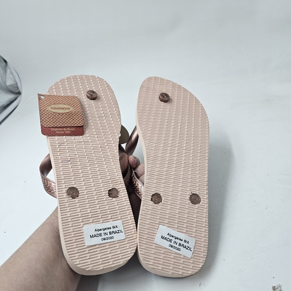 Havaianas Slim Animals Flip Flops Pink Purple Leopard Rose Gold Size 41/42 - Picture 7 of 7